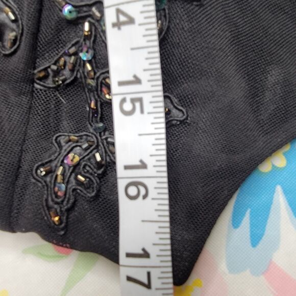 Sue Wong Nocturne Black Beaded Sequin Floral Long Evening Gown Size 8 Formal - Picture 16 of 17